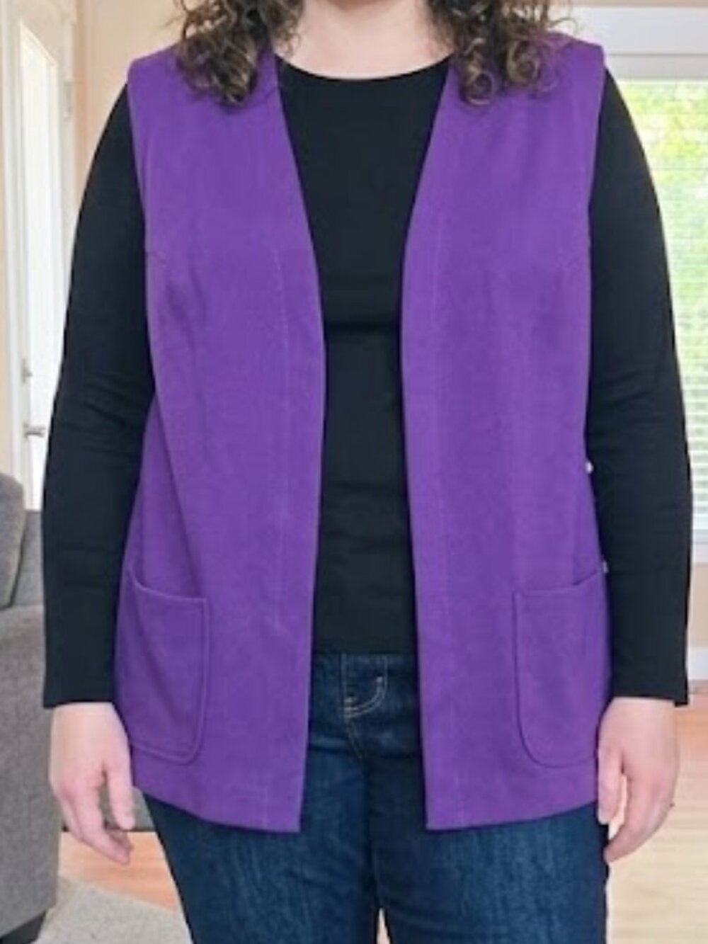 Vintage 80s NWT Lady Devon sz 44 bust USA Union Made open front purple vest